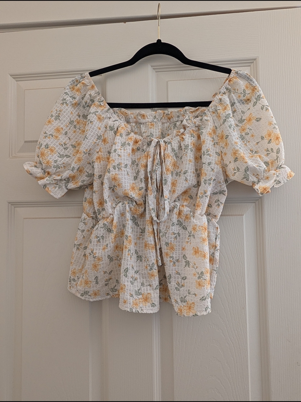 Floral Peasant Blouse - Yellow Floral